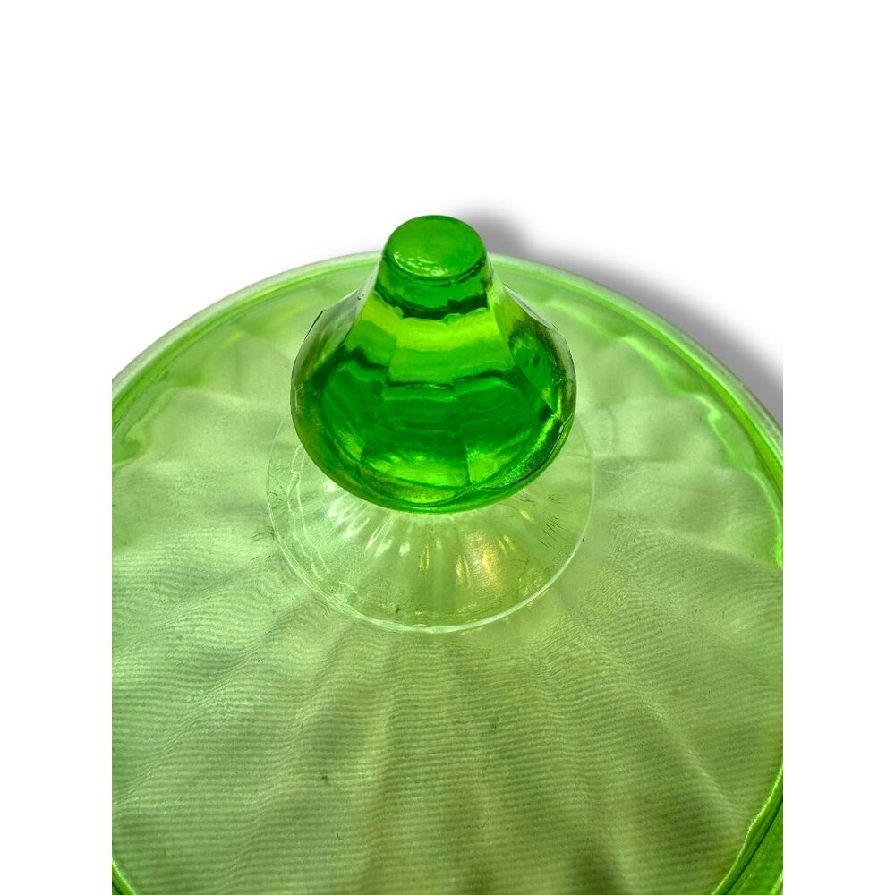 Depression Era Uranium Glass Compote Candy Dish Glows Under Blacklight - Picture 8 of 16